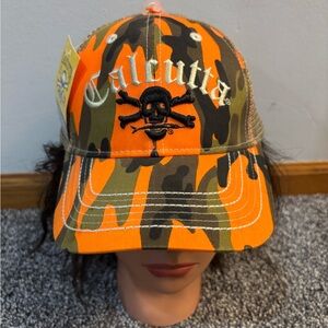Calcutta Camo Trucker Hat in Orange and Olive OSFM